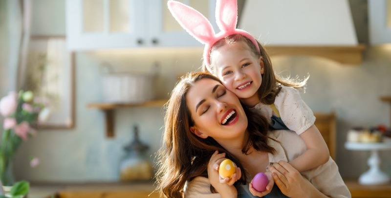 Mother and daughter enjoying Easter