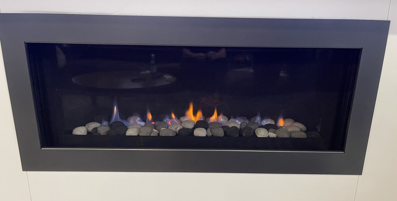 A gas log fire in operation
